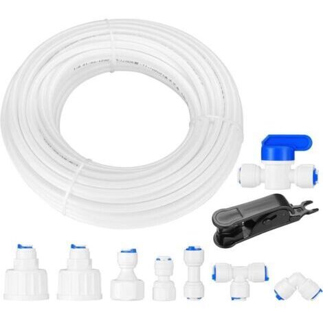 Kit Universel de Raccordement de Conduite d'Eau de 20 M, Raccord de Tuyau d'Alimentation d'Eau pour Osmoseur Réfrigérateur, Raccord De Filtre à Eau (1/4", 1/2", 3/4")