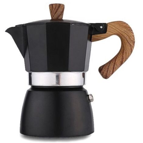 Cafetière à expresso pour cuisinière – Cafetière à moka en aluminium de 3 tasses, petite cafetière de 142,7 g – Percolateur à café cubain manuel italien pour cappuccino, latte (noir) (1/5)