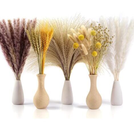 Pampa Séchées Naturelle Décoration, 100 PCS Fleurs Séchées de 40-44 cm, Bouquet Séché Décor d'herbe de Pampa, Plantes Décoratives en Herbe Pampa pour Boho Arrangements, Mariage, Chambre, Anniversaire