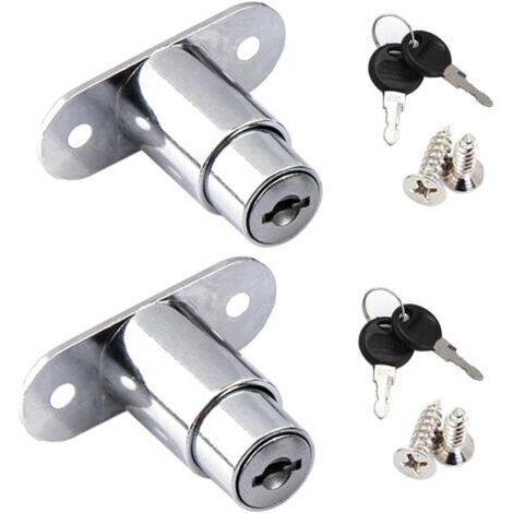 Serrure de porte coulissante - Serrure à cylindre - Fermeture à pression pour tiroir - Avec jeu de clés pour armoires de classement,portes d'armoire,vitrines,tiroirs et armoires - Accessoires