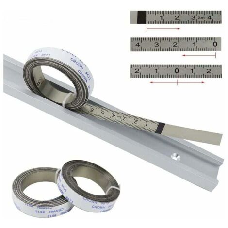 Règles métriques, Bandes de Piste Auto-adhésives, pour scie à Onglet, Mètre à Ruban, Règle d'échelle, du Centre à Droite et à Gauche, 2.5M-0-2.5M, Argent, 1PC (1/5)