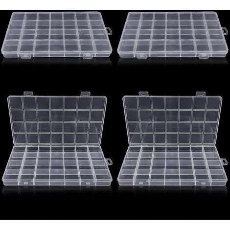(4 pièces)Boite Rangement Plastique avec 28 Compartiments, Boite Compartiment Transparent,pour petites pièces en plastique avec étiquette, Artisanat, Perles, Bijoux, Petites Pièces