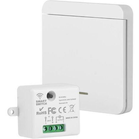 Interrupteur Sans Fil Interrupteur d'éclairage sans fil kit interrupteur sans fil avec émetteur et contrôleur récepteur 10 A 240 V télécommandé portée de 50 mètres