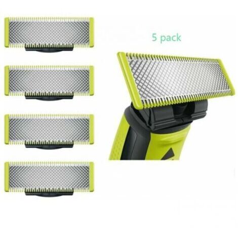 Pour Philips OneBlade - Lames de rechange pour rasoir/tondeuse électrique OneBlade, acier inoxydable massif, coupe, style et rasage, lot de 5