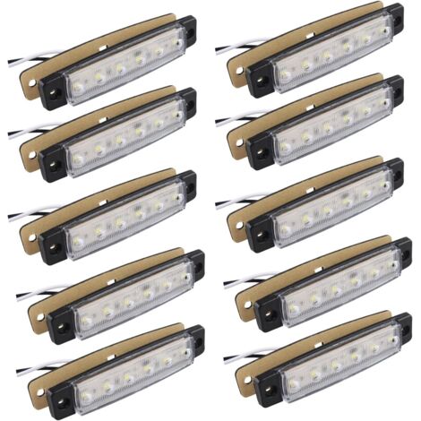 Gotrays – Lot de 10 feux de position latéraux 12V – 6 SMD LED étanches – Dimensions 98x20x10mm – Longueur de fil 248mm pour remorque et camion - 10pcs (1/5)