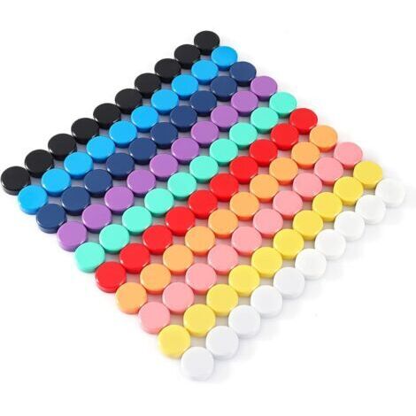 Aimant, Lot de 100 Aimant Frigo Aimant Puissant, Magnet Frigo Aimants Tableau Magnétique, Petit Rond Colorés Décoratifs Aimants pour Réfrigérateur, Tableau Blanc, L'école, Bureau (10 Couleurs)