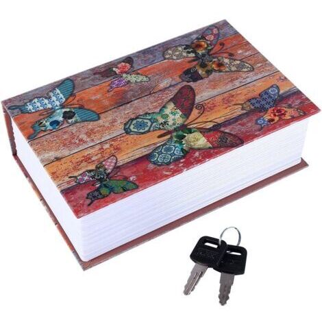 Créatif Dictionnaire Livre Coffre-fort, Coffre-fort de Rangement Secret Caché en Forme de Livre, Cachette Secrète Boîte pour l'argent, Bijoux,Passeport (Papillon)