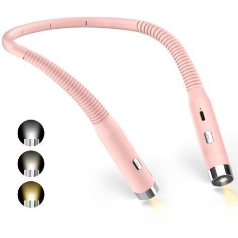 Jusch – Lampe de lecture rechargeable à LED pour cou – 3 niveaux de luminosité – Bras flexibles 360° – Protection des yeux – Portable pour voyage et camping