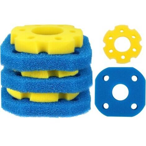 CPF-180 / CPF-250 Mousse filtrante Bassin – Mousse filtrante pour Filtre Bassin, Médias filtrants de Remplacement (3 x Bleu Grossier & 3 x Jaune Fin)