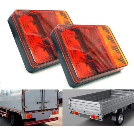 2PCS Imperméable 8 LED Feux arrière Rouge Jaune arrière arrière DC 12V pour Camion de remorque Bateau de Voiture Styling Avertissement