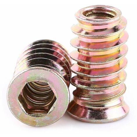 Jusch – Écrou hexagonal M6 x 20mm – 100 pièces – Alliage de zinc galvanisé – Filetage autotaraudeur pour bois dur – Installation facile - 100pcs