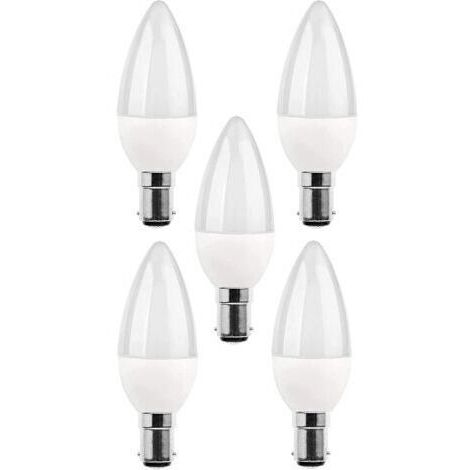5 packs d'ampoules LED B15, ampoule incandescente 5 W, 220V 270 lm, lumière du jour 3000 K, ampoule B15 à culot baïonnette, [classe d'efficacité énergétique A+].