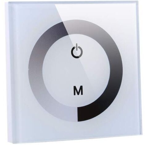 Interrupteur de Lumière Tactile Mural, Contrôleur de Luminosité de Variateur de Lumière LED, Panneau Tactile Couleur Unique pour Contrôleur Bande de Lumière LED DC 12V-24V(Blanc)