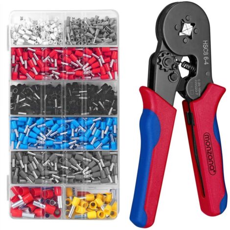 Lucky-88 – Pince à sertir cosse 1200pcs – Mécanisme de pressurisation automatique – Revêtement antidérapant – Coffret de rangement inclus