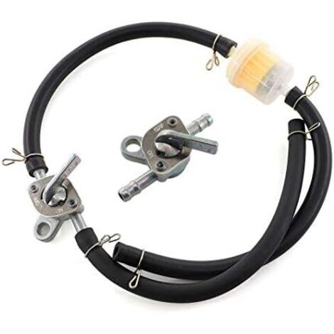 Lot de 2 robinets dessence avec filtre à essence et tuyau à essence pour 50 cc, 70 cc, 90 cc, 110 cc, 125 cc, Dirt Bike, scooter, ATV, Go Kart. (1/5)