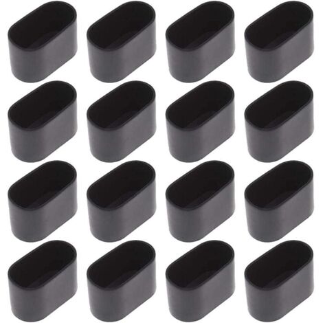 16 pcs Chaise Jambe Cap Chaise Jambe Protection Sol Protection Pied Caps pour Chaise Pliante Tube Ovale, en Plastique (Noir16 pièces / 20x40mm) (1/5)