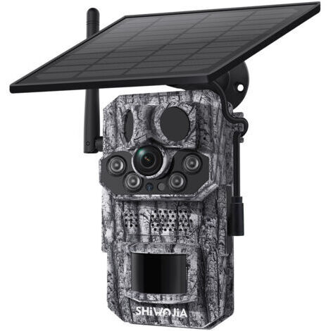 Caméra de Chasse Solaire 4G 2K 3MP avec GPS & Vision Nocturne Infrarouge 25m, IP66 Étanche, Interphone Bidirectionnel & Alerte Anti-intrusion, Détection Animale pour Surveillance Extérieure en Forêt-K