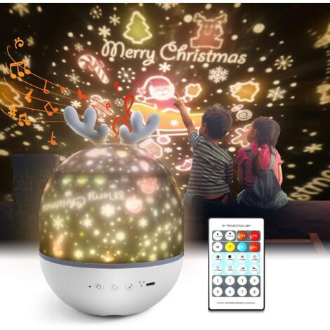 Bébé Veilleuse , Veilleuse LED Enfant Lampe Musicale et Lumineuse 360°Rotation,8 Chansons,6 Films de Projection, pour les enfants, Bébé, Chambre,Cadeaux,Anniversaire-