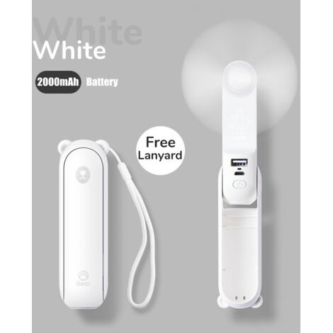 Mini ventilateur portable, ventilateur de poche 3 en 1, petit ventilateur de poche portable rechargeable par USB, ventilateur alimenté par batterie [14-21 heures de travail] avec banque d'alimentation