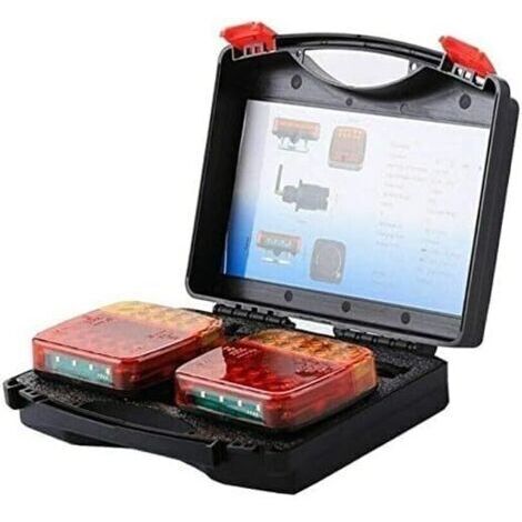 KINZON LED 2 x Feux Arrière Base Aimanté Sans Fil, E11 Marqué Homologué de camion magnétiques sans câble Wireless Pour Auto Camion Tracteur Remorque Caravane