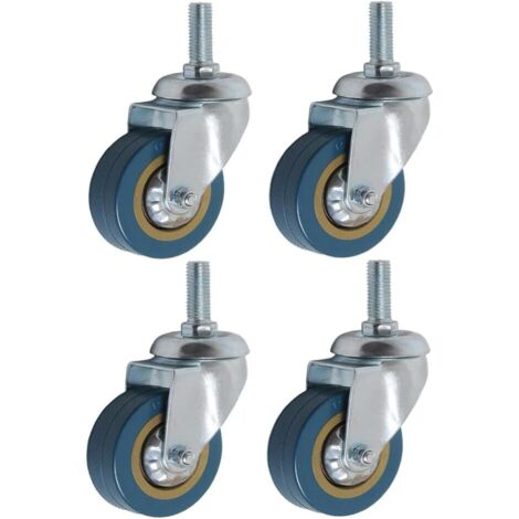 Galozzoit – Lot de 4 roulettes pivotantes 75mm M10 – Charge lourde jusqu'à 60 kg – Nylon et acier galvanisé – Pour meubles à palettes et ateliers (1/5)