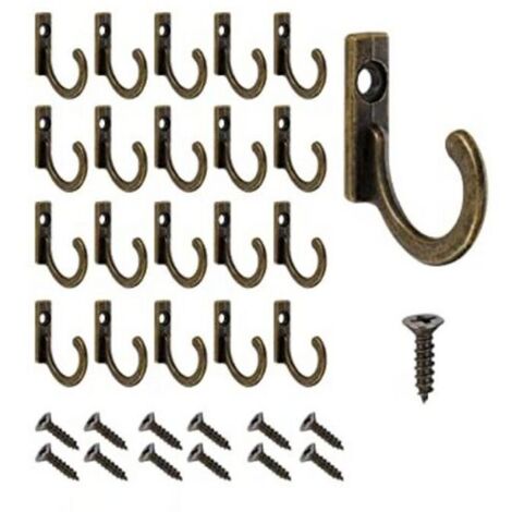 Lot de 60 crochets muraux Crochets à clés antiques Vintage Crochets simples en bronze avec vis Petits patères pour vis pour bol Bijoux Sacs Serviettes Salle de bain Cuisine-Fei Yu (1/5)
