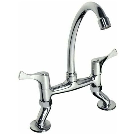 PHASAT Renaissance Retro Mélangeur Cuisine Évier Deux Poignée du Pont Laiton Robinet Mitigeur d'évier Double Poignées de Cuisine Robinet HN100