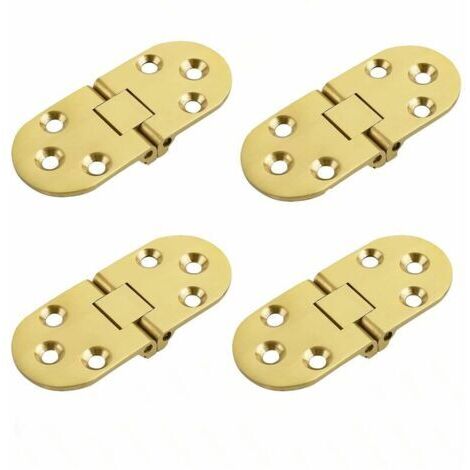 Charnières de Table Pliantes Connecteur Rabattable Montage de Meubles en Inox Pliant de 180 Degrés, 2mm d’Épaisseur, Finition de Chrome en Acier Inoxydable, 4 Pcs or (1/5)