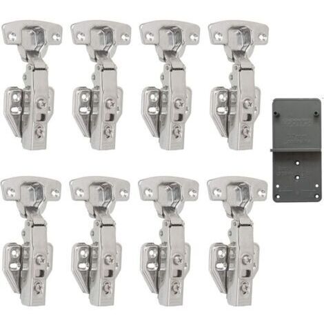 Charnières à fermeture amortie avant 110° 35 mm avec amortisseur hydraulique pour porte d'armoire de cuisine Charnière automatique Amortissement intégré Lot de 8 pièces (1/5)