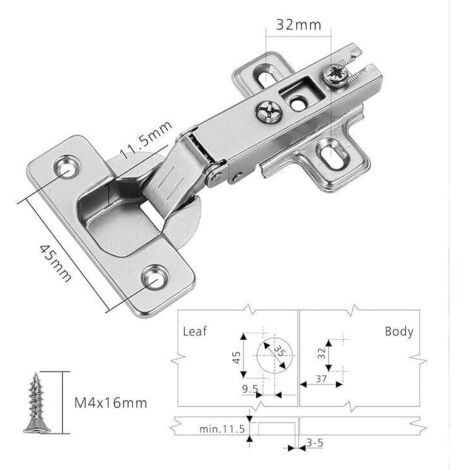 Charnières à coupelle 35mm – Lot de 2 – Acier laminé à froid – Angle d'ouverture 110° – Réglables en 3D pour installation facile
