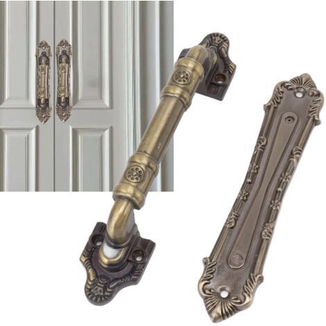 Poignée de Porte Vintage Bronze - Poignée de Tir pour Porte Coulissante et Armoire, Matière Fer, Électroplacée Anticorrosion, Facile à Installer avec 8 Vis (1/5)