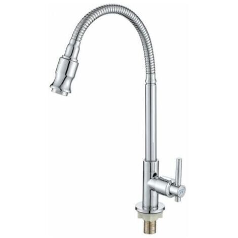 VURAHOME - Robinet de cuisine extérieur 360 ° rotatif monotrou monocommande robinet de cuisine eau froide robinet de lessive cuisine simple robinet d'eau froide lavage bassin à légumes évier vertical (1/5)
