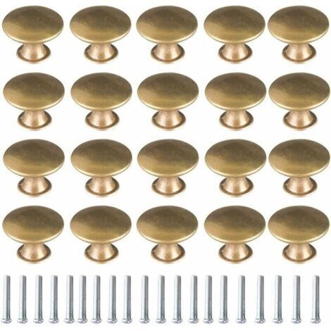 Bouton de Porte Laiton 20 Pièces Vintage Laiton Poignées Boutons de Meuble Boutons Porte de Tiroir Poignée de Meuble Bouton de Meuble Vintage pour Tiroir Armoire Meuble Cuisine de Placard (1/4)