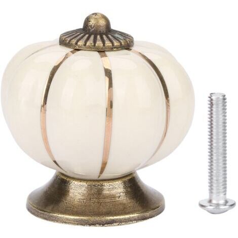 Poignée de Porte en Céramique Knob Pumpkin Beige 35mm 1 Pcs Zinc Alloy Pour Cabinet Chambre Décoration Européenne Style Rustique