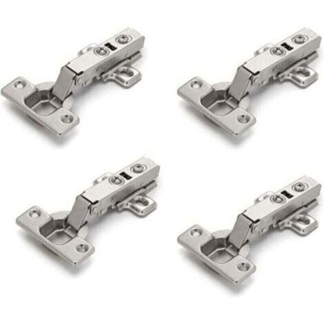 Bardusch-Ensemble de 4 charnières pour portes de placards, portes de meubles, angles arrondis, fermeture amortie, sans rainure, installation facile (1/4)