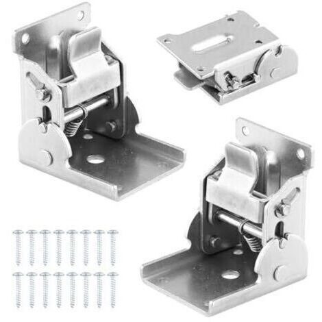 Pack De 8 Charnières Pliantes Autobloquantes En Acier Froid Laminé Pour Pied Table Rabattable Et Étagères Rabattables, Avec Verrouillage À 90°, Épaisseur 30mm, Inclus 64 Vis