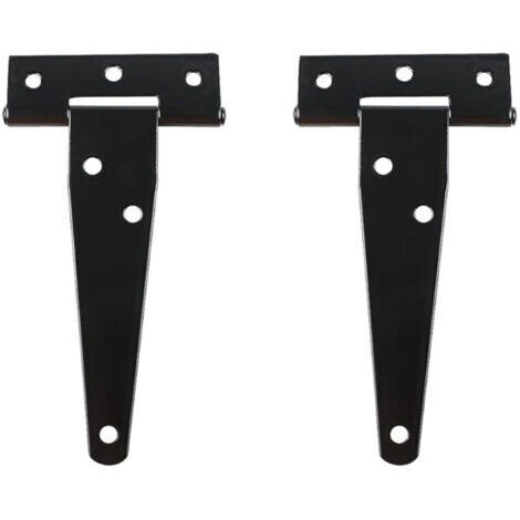 SABIR Lot de 2 charnières robustes en T pour portes en bois noir ou en métal, en fer antirouille (15,2 cm) (1/5)