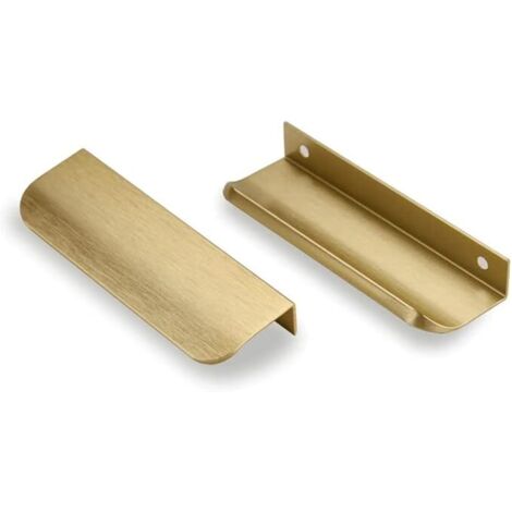 Set de 10 invisible cuisine armoire poignées poignées or - pinceau or cuisine poignées tiroir poignées brosse laiton aluminium alliage brosse laiton - distance du trou 96 mm