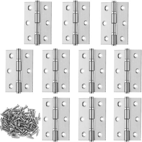 Lot de 10 charnières inox pour meubles – Dimensions 66x36mm – Capacité de charge élevée – Installation facile avec 6 trous de montage