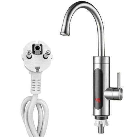 Robinet électrique avec Chauffe-eau Instantané,Robinet de Cuisine 220 V 3000 W chauffe eau instantané electrique avec 360° Affichage de la Température LED,pour cuisine,salle de bain [Classe énergétiqu (1/5)