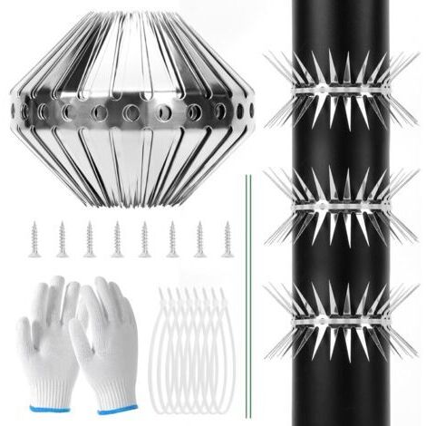 Répulsif contre martres & rats 300 cm en acier inoxydable, fil barbelé avec accessoires, anti-ratons laveurs pour tuyau de descente, gouttière, peut être coupé