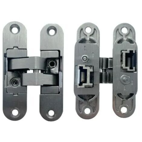 Charnière Invisible Gauche Zamac Satiné Réglable 3 Dimensions 95x23/6 - Secury-T (1/3)