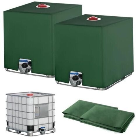 2PC pour Cuve IBC 1000L, Recuperateur d Eau de Pluie, Anti-UV Anti- Reservoir d'eau, 1000l, 116 x 100 x 120 cm, Vert