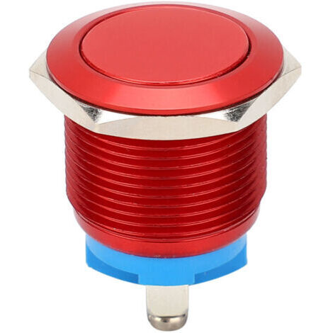 Interrupteur à bouton-poussoir métallique à tête plate, entièrement oxydé, à réarmement automatique, vis de réglage, commande au pied, 19 mm (rouge) (1/5)
