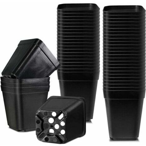 100 pots de semis carrés réutilisables (5,5 cm), pour pépinière/repiquage/culture intérieure/extérieure