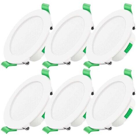 Spot LED Encastrable Dimmable 230V 7W Spot Plafond Étanche IP44 Réglable Plafonnier Encastré pour Salle de Bain, Salon, Lot de 6, Rond, [Classe énergétique D]
