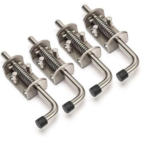 4 Pièces Loquet Ressort Robuste,Verrou Ressort Inox Avec poignée en caoutchouc en acier inoxydable 304 Pour portes, fenêtres, abris de jardin, 4 x 13,5 cm