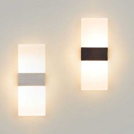 2 pièces Applique murale moderne 6 W, appliques murales haut et bas, lampe murale LED pour couloir, chambre à coucher, blanc chaud