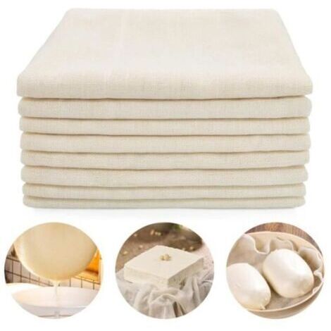 8Pcs Étamine Alimentaire Filtrant Tissu Étamine Non Blanchi Toile à Passoire Cuisine Lavable Mousseline Alimentaire à 50 x 50cm (1/4)