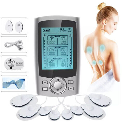 Electrostimulateur musculaire tens EMS 3 en 1 pour le soulagement de la douleur, la stimulation musculaire avec 2 canaux indépendants, 36 programmes de massage, 10 électrodes
